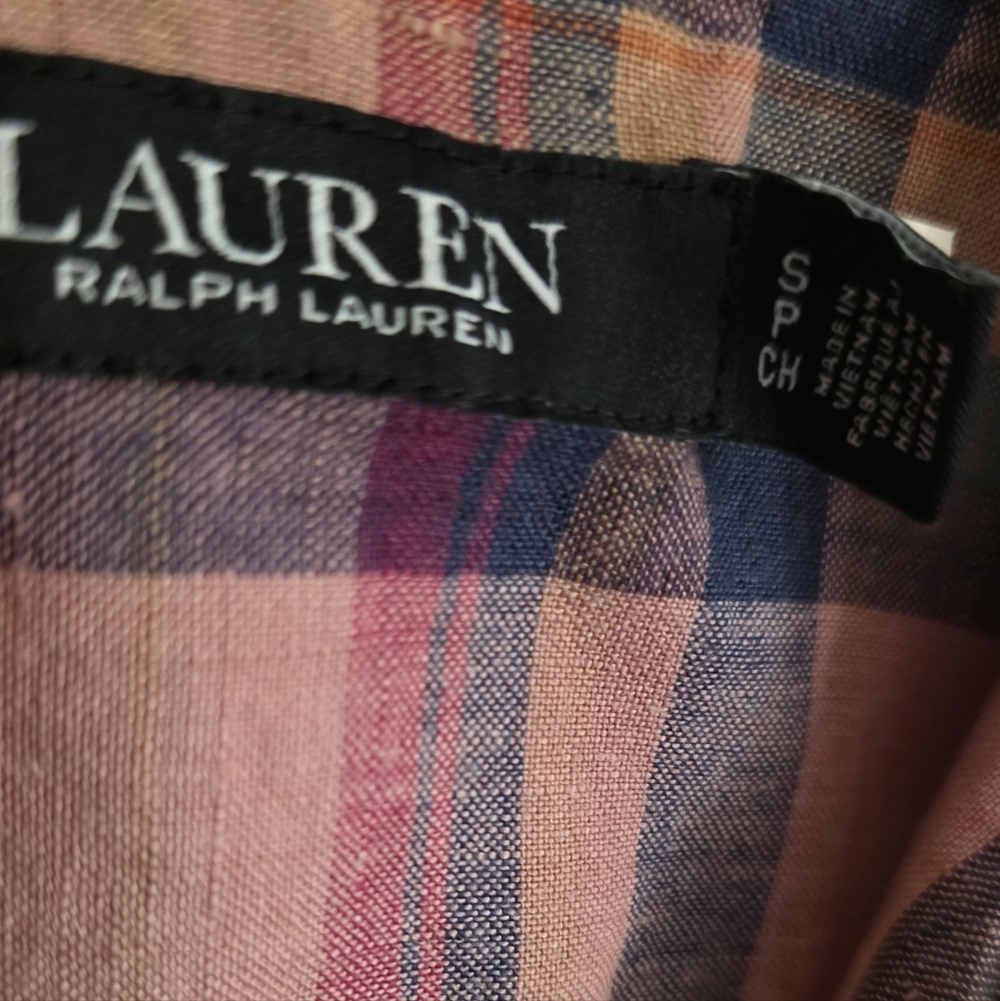 Ralph Lauren Pink and Blue Plaid Button Down Shirt - Picture 2 of 5